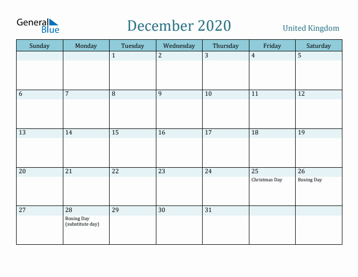 December 2020 Calendar with Holidays