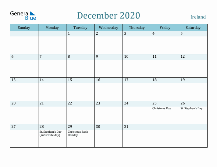 December 2020 Calendar with Holidays