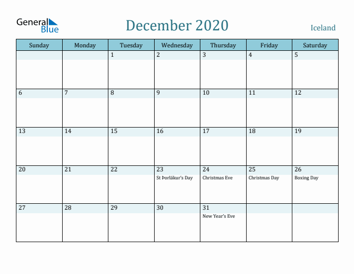 December 2020 Calendar with Holidays