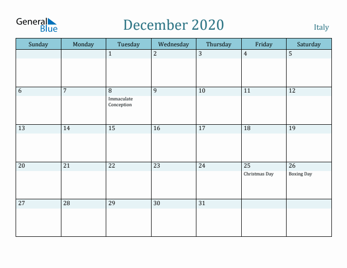 December 2020 Calendar with Holidays