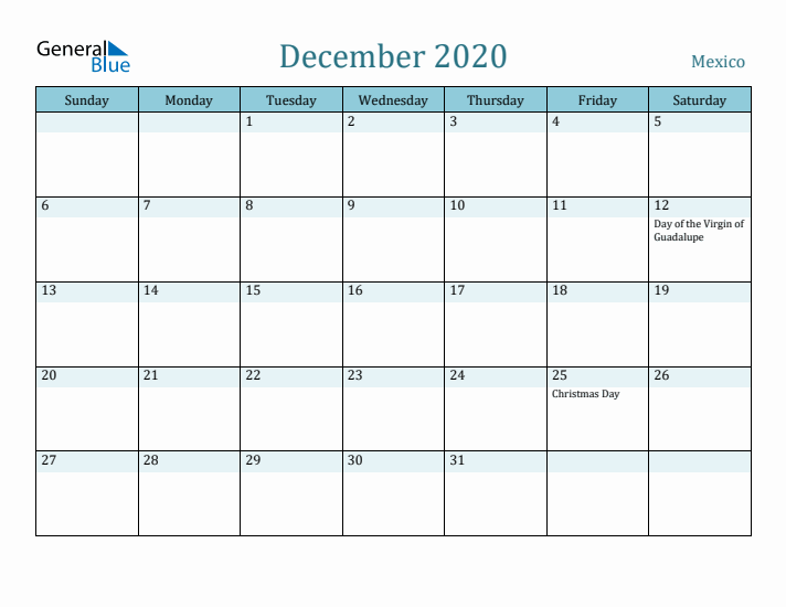 December 2020 Calendar with Holidays