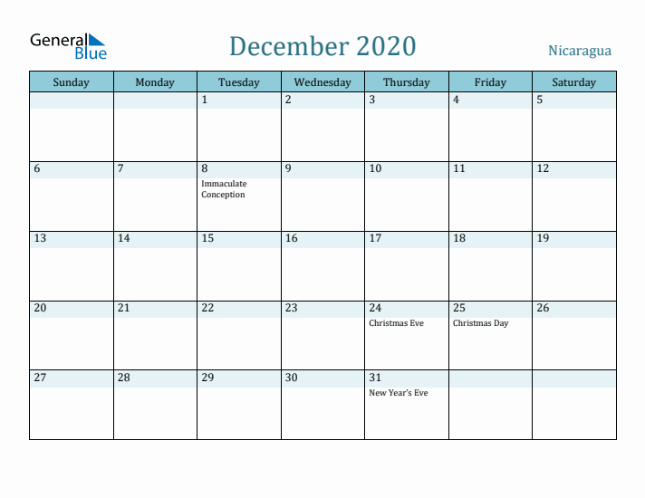 December 2020 Calendar with Holidays