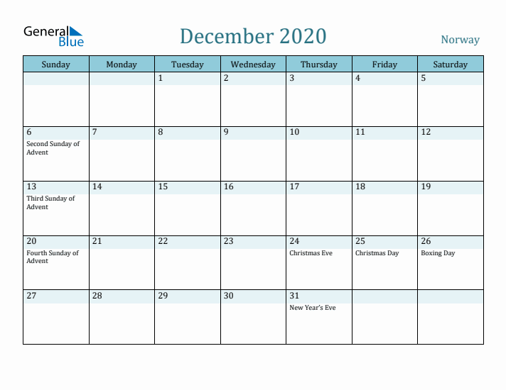 December 2020 Calendar with Holidays