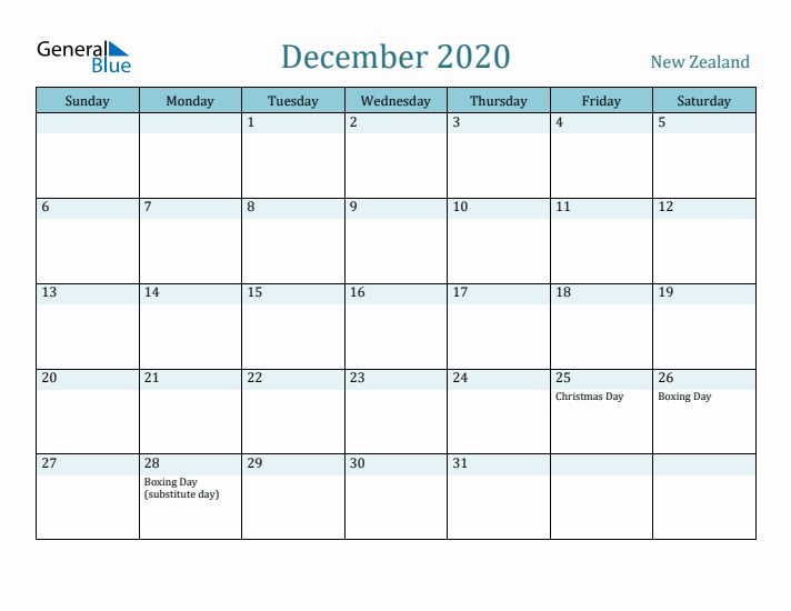 December 2020 Calendar with Holidays