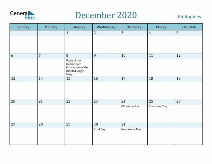 December 2020 Calendar with Holidays