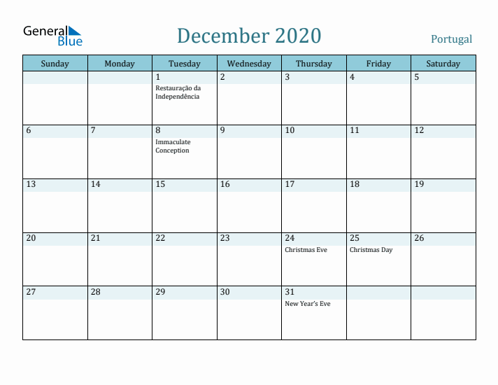 December 2020 Calendar with Holidays