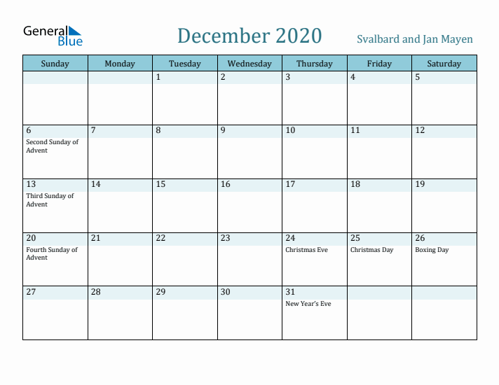 December 2020 Calendar with Holidays