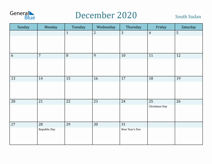 December 2020 Calendar with Holidays