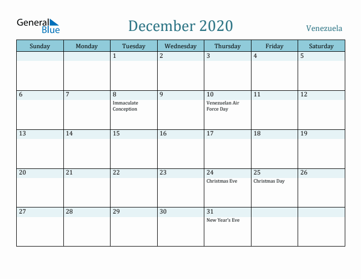 December 2020 Calendar with Holidays