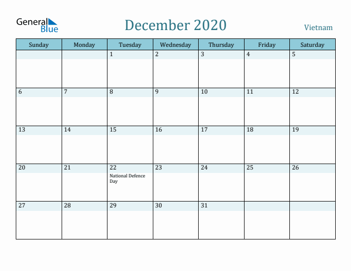 December 2020 Calendar with Holidays