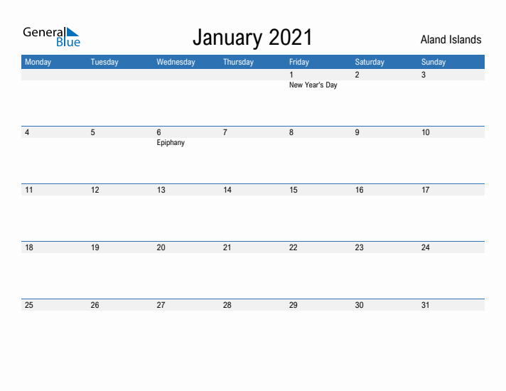 Fillable January 2021 Calendar