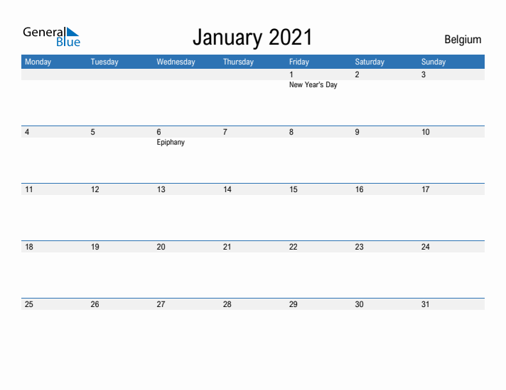 Fillable January 2021 Calendar