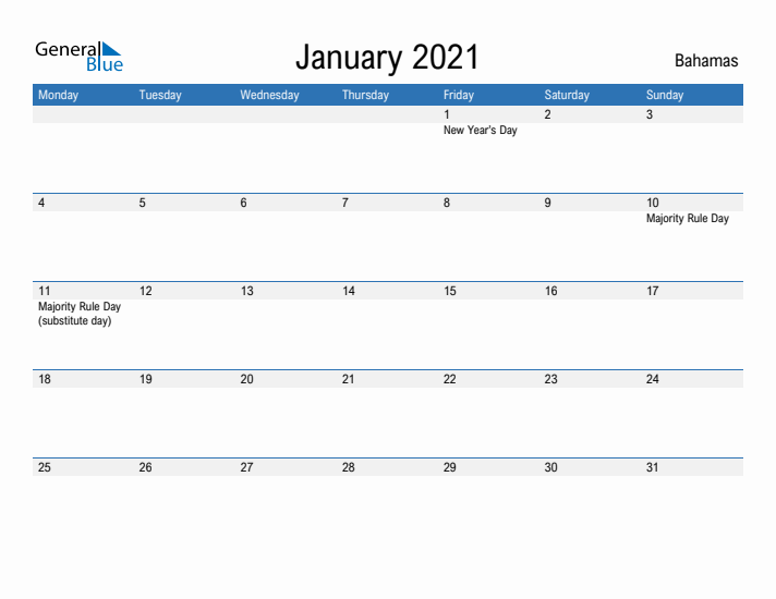 Fillable January 2021 Calendar