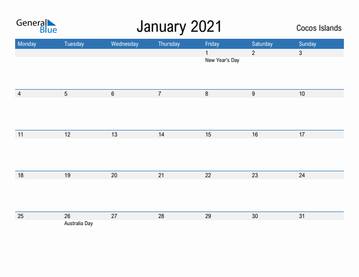 Fillable January 2021 Calendar