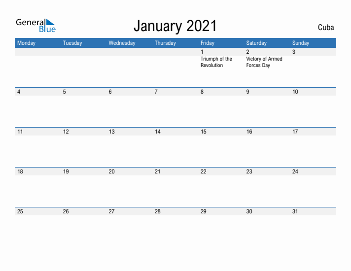 Fillable January 2021 Calendar