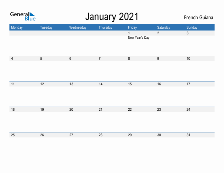 Fillable January 2021 Calendar