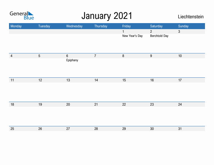 Fillable January 2021 Calendar