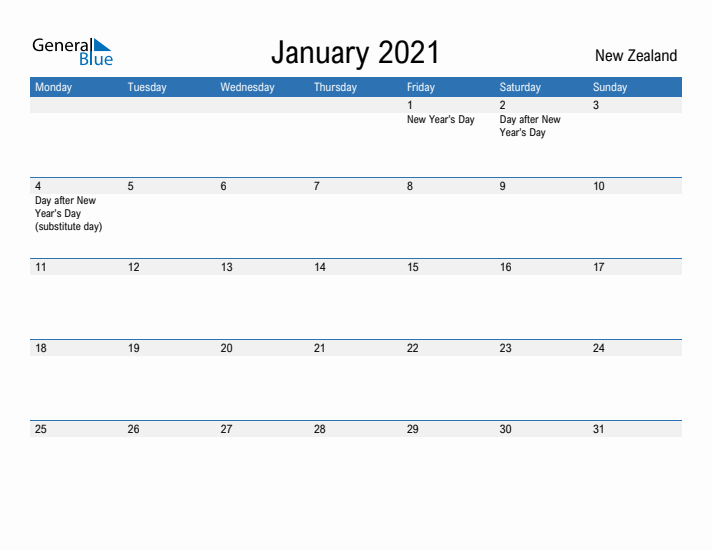 Fillable January 2021 Calendar