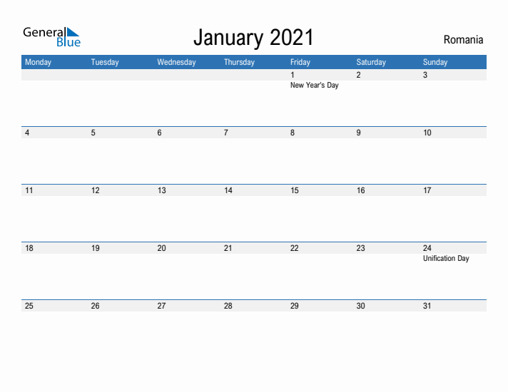 Fillable January 2021 Calendar