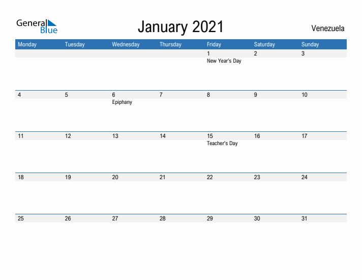 Fillable January 2021 Calendar