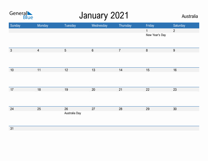 Fillable January 2021 Calendar