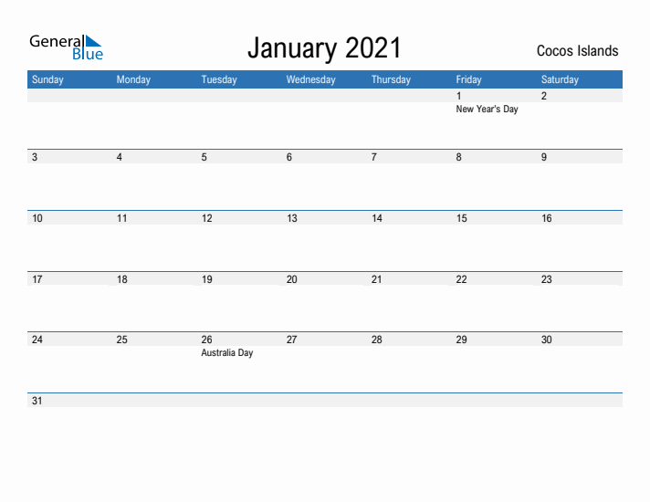 Fillable January 2021 Calendar