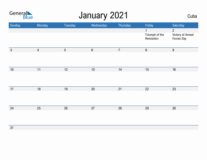 Fillable January 2021 Calendar