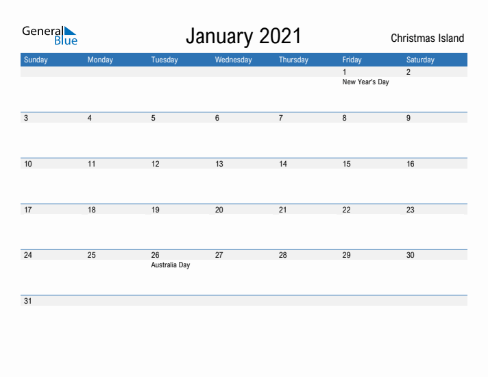 Fillable January 2021 Calendar