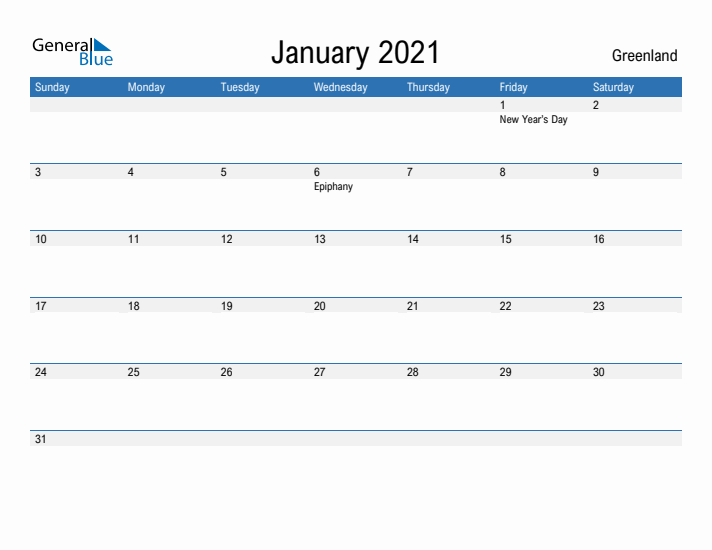 Fillable January 2021 Calendar