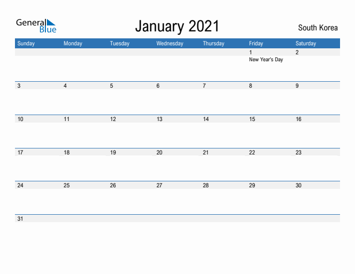 Fillable January 2021 Calendar