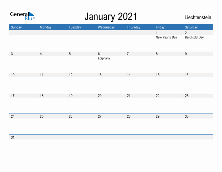 Fillable January 2021 Calendar