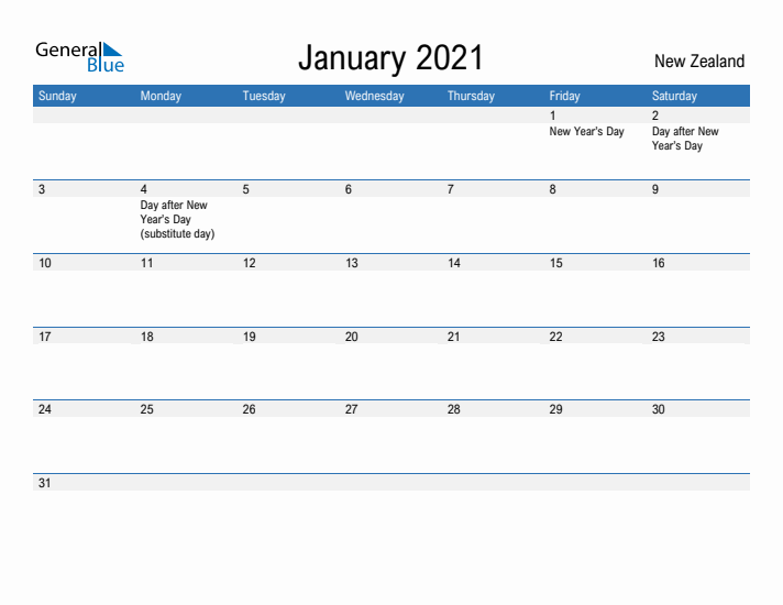 Fillable January 2021 Calendar