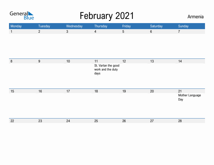 Fillable February 2021 Calendar