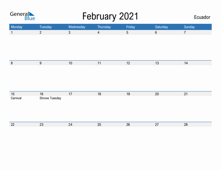 Fillable February 2021 Calendar