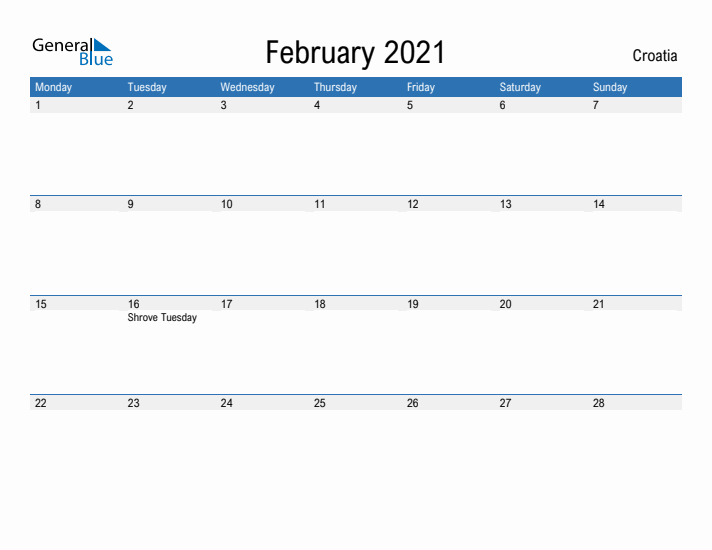 Fillable February 2021 Calendar