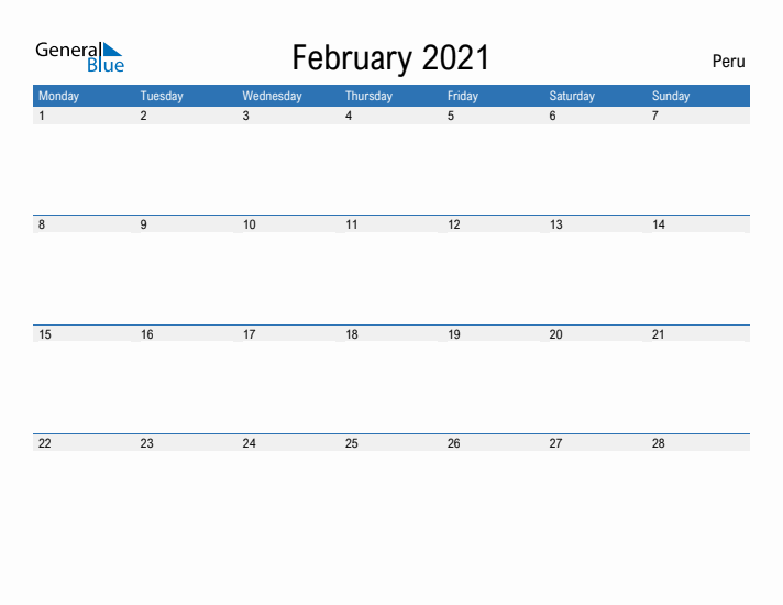 Fillable February 2021 Calendar