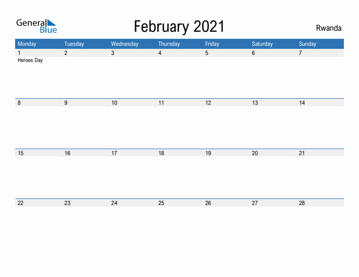 Fillable February 2021 Calendar