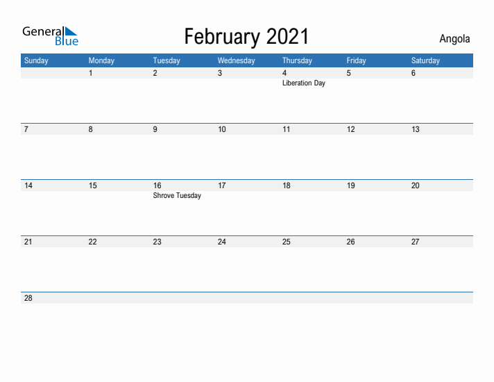 Fillable February 2021 Calendar