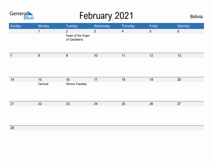 Fillable February 2021 Calendar