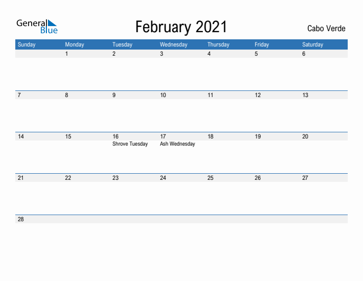 Fillable February 2021 Calendar