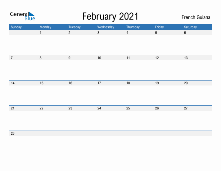 Fillable February 2021 Calendar