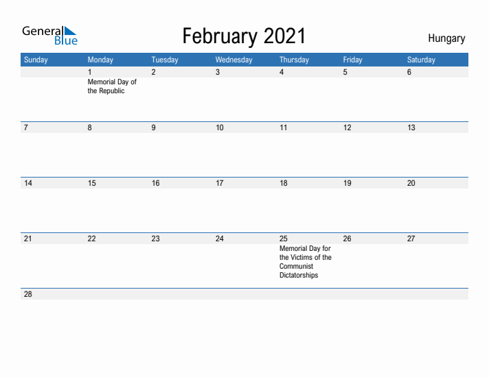 Fillable February 2021 Calendar