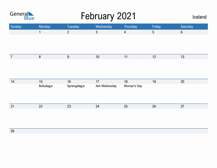 Fillable February 2021 Calendar