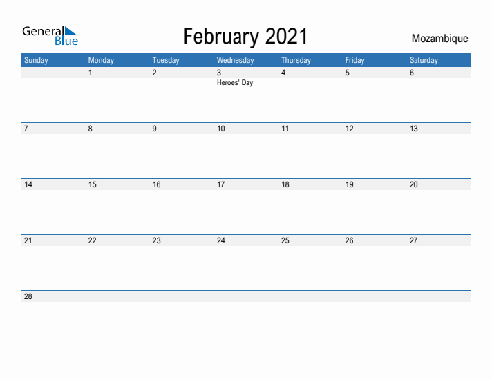 Fillable February 2021 Calendar