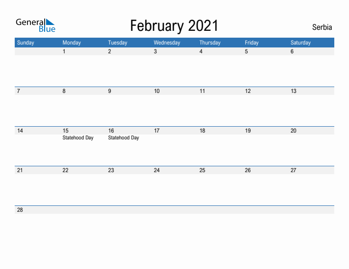 Fillable February 2021 Calendar