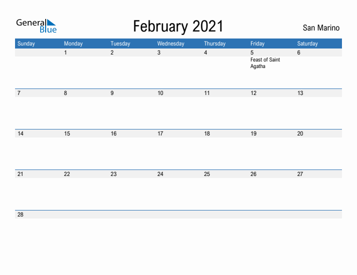 Fillable February 2021 Calendar