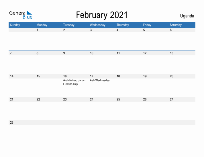 Fillable February 2021 Calendar