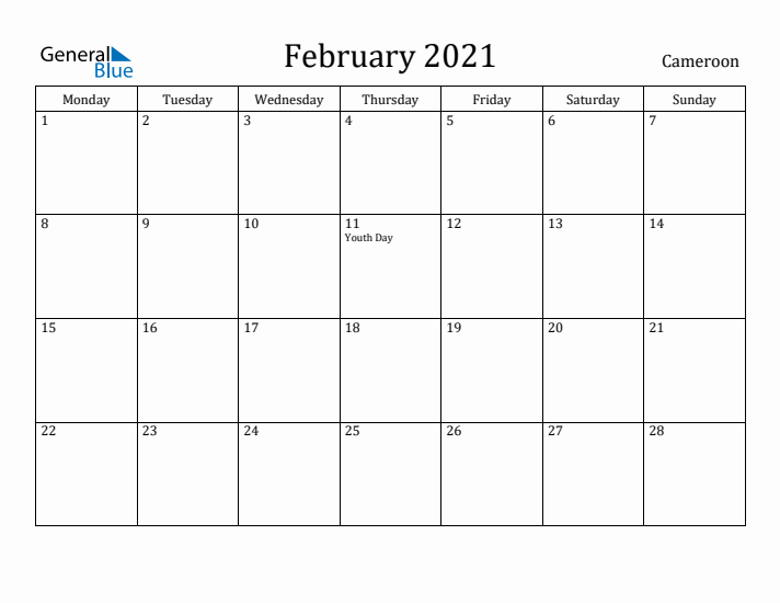 February 2021 Calendar Cameroon