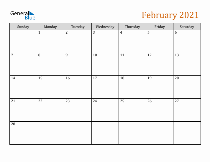 Editable February 2021 Calendar