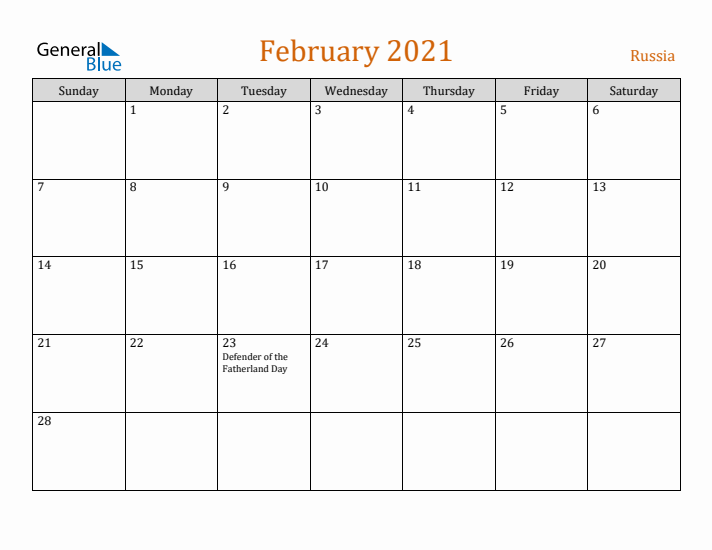 February 2021 Holiday Calendar with Sunday Start